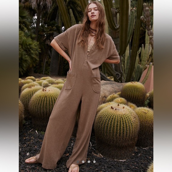 Free People Pants - Free People Wide Leg Jumpsuit in Brown